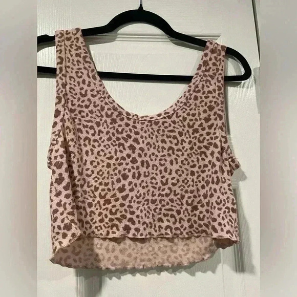Colsie Pink Cheetah Print Cropped Loungewear Tank Top Soft Size Medium - Picture 1 of 8